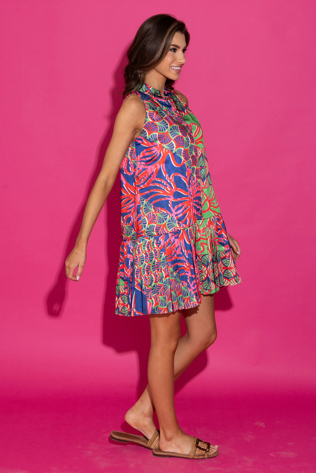 Alden Adair Bella Dress mini in Nautical Geo print, featuring a stylish nautical-inspired design and fitted silhouette.