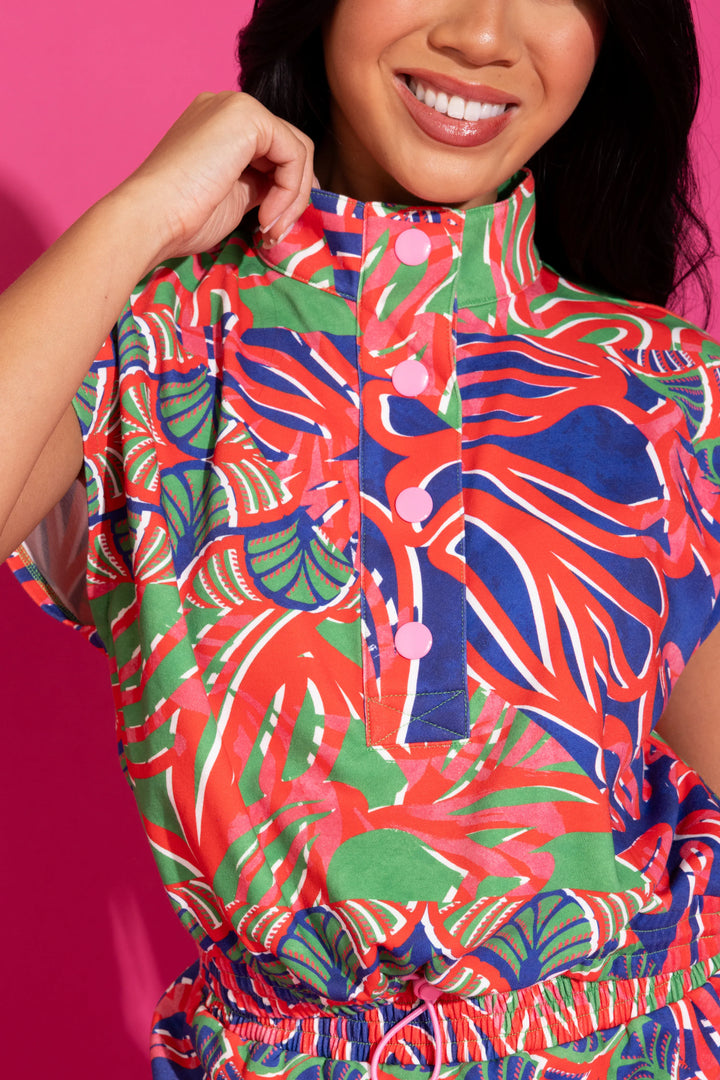 Alden Adair Carter Top in Nautical Geo pattern, lightweight casual top with a relaxed fit and nautical-inspired print.