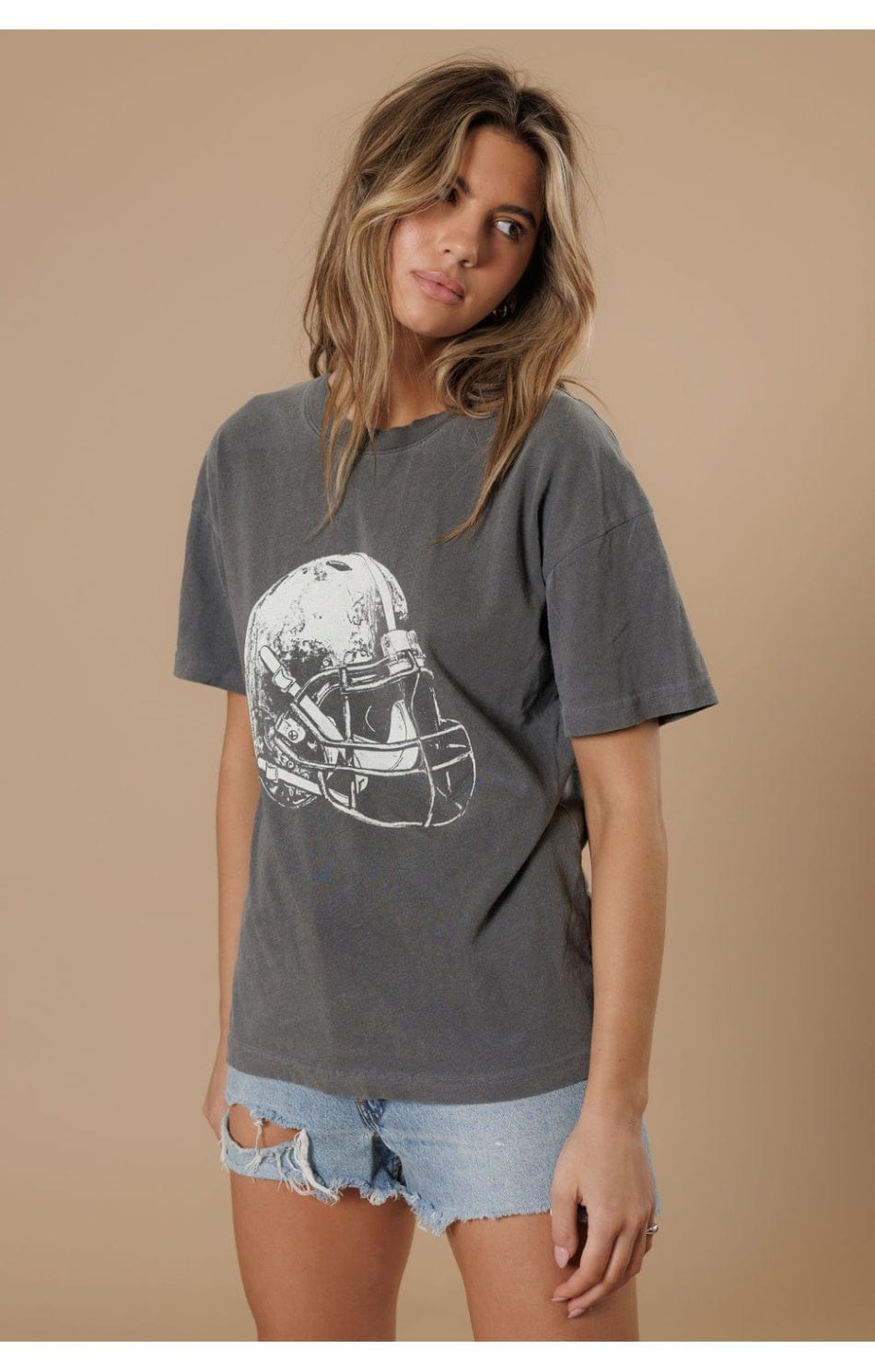 All Us Graphic Tee Charcoal / S Football Helmet Big Boy Tee