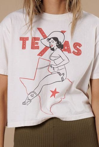 All Us Graphic Tee White / S Texas Pinup Wide Boy Tee