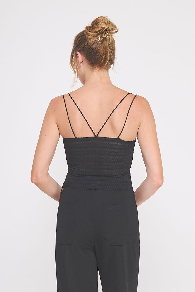 Allie Rose Avani Zig Zag Cami top featuring a stylish zigzag pattern and adjustable straps, ideal for casual wear.