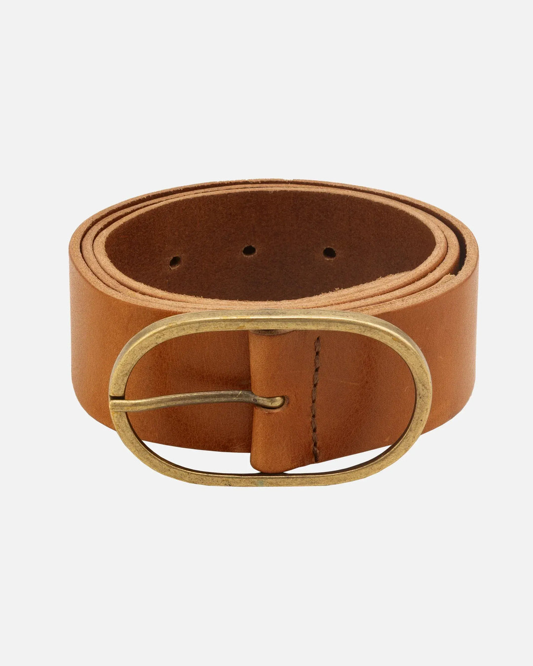 Amsterdam Heritage Fien Classic Leather Belt in cognac, small size, featuring a smooth leather strap and metal buckle.