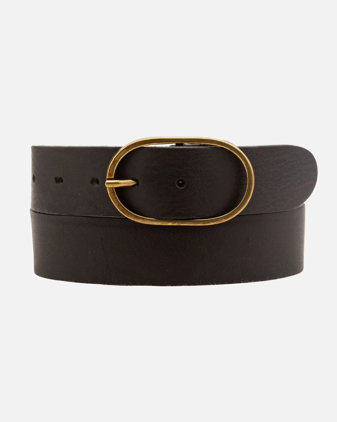 Amsterdam Heritage Fien Classic Leather Belt showing a sleek brown leather strap with a silver buckle design.