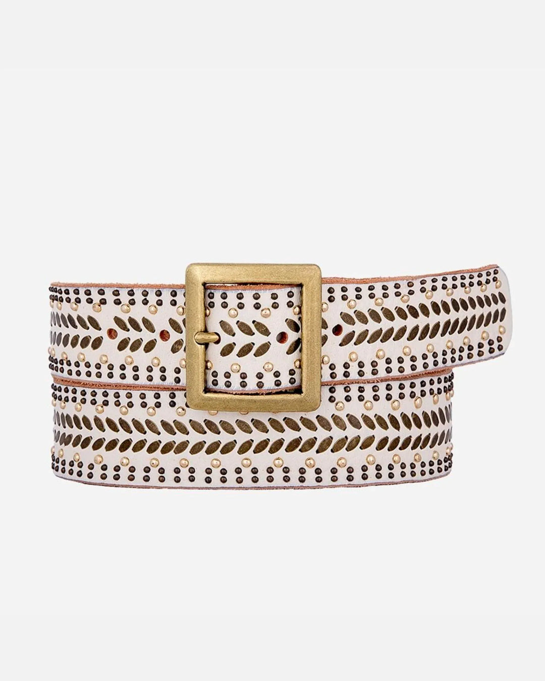 Amsterdam Heritage Belt Off White / XS/S / 80 Ezra Studded Leather Belt with Square Buckle