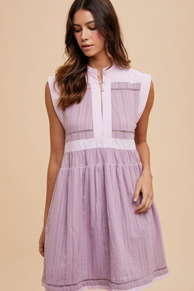 Anniewear Dress Pink Combo / S Dalia Contrast Trim Detail Mini Dress