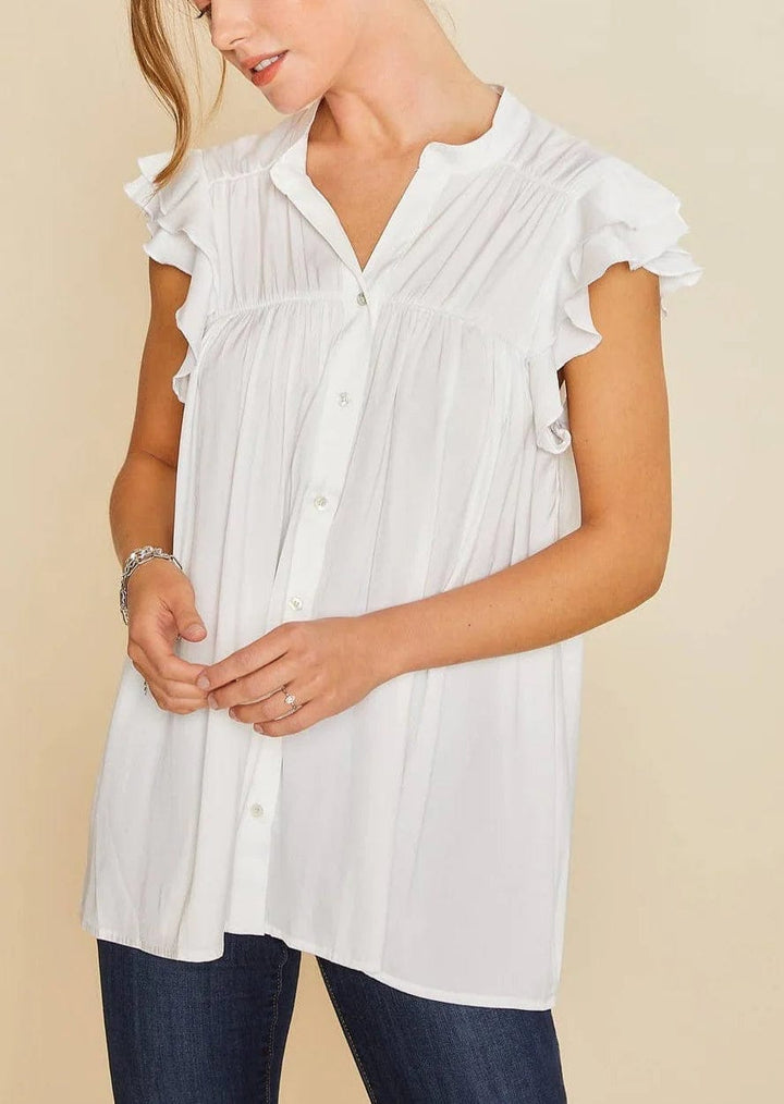 Anniewear Top Sylina Ruffle Sleeve Button Down Top