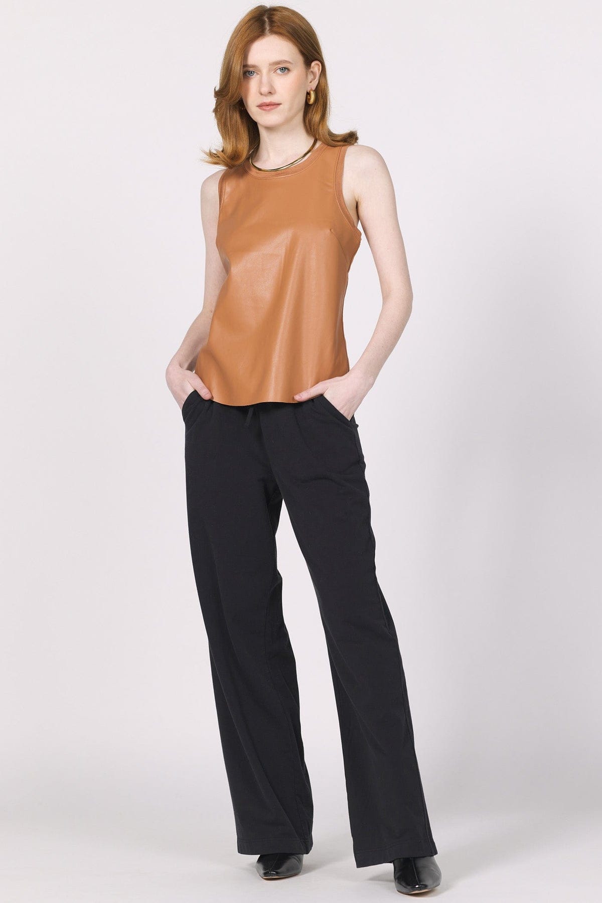 Carmela Vegan Leather Tank – Teal Poppy