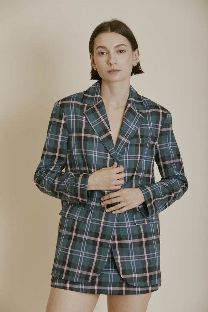 Aureum Blazer Teal / XS Aureum Plaid Blazer