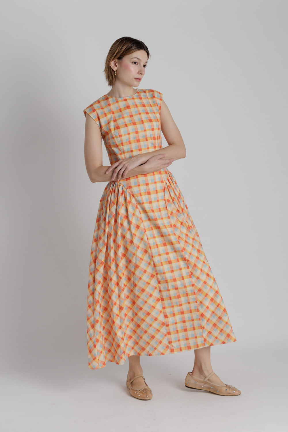 Aureum Dress Mila Plaid Midi Dress