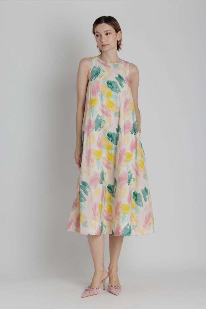 Aureum Dress Multi / XS Anna Watercolor Midi Dress
