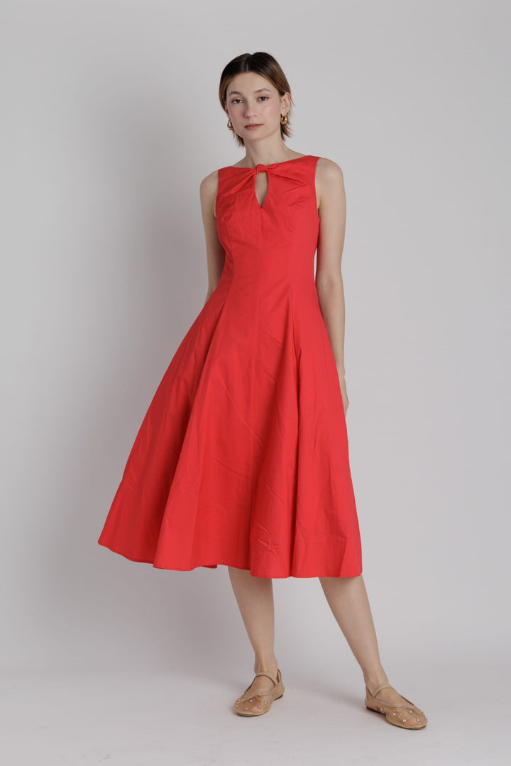Aureum Dress Red / XS Eliana Keyhole Midi Dress