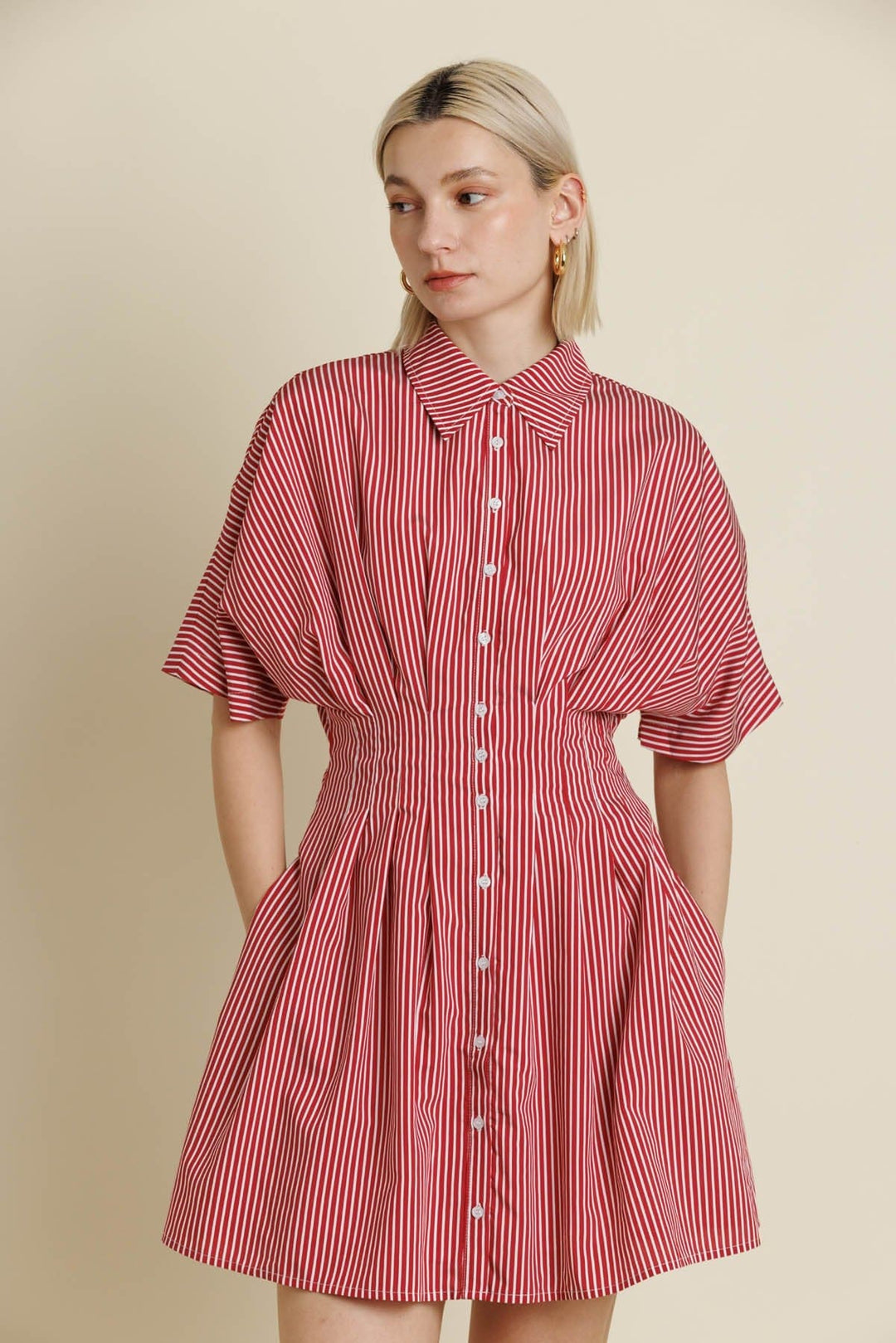 Aureum Dress Red / XS Selah Striped Mini Dress