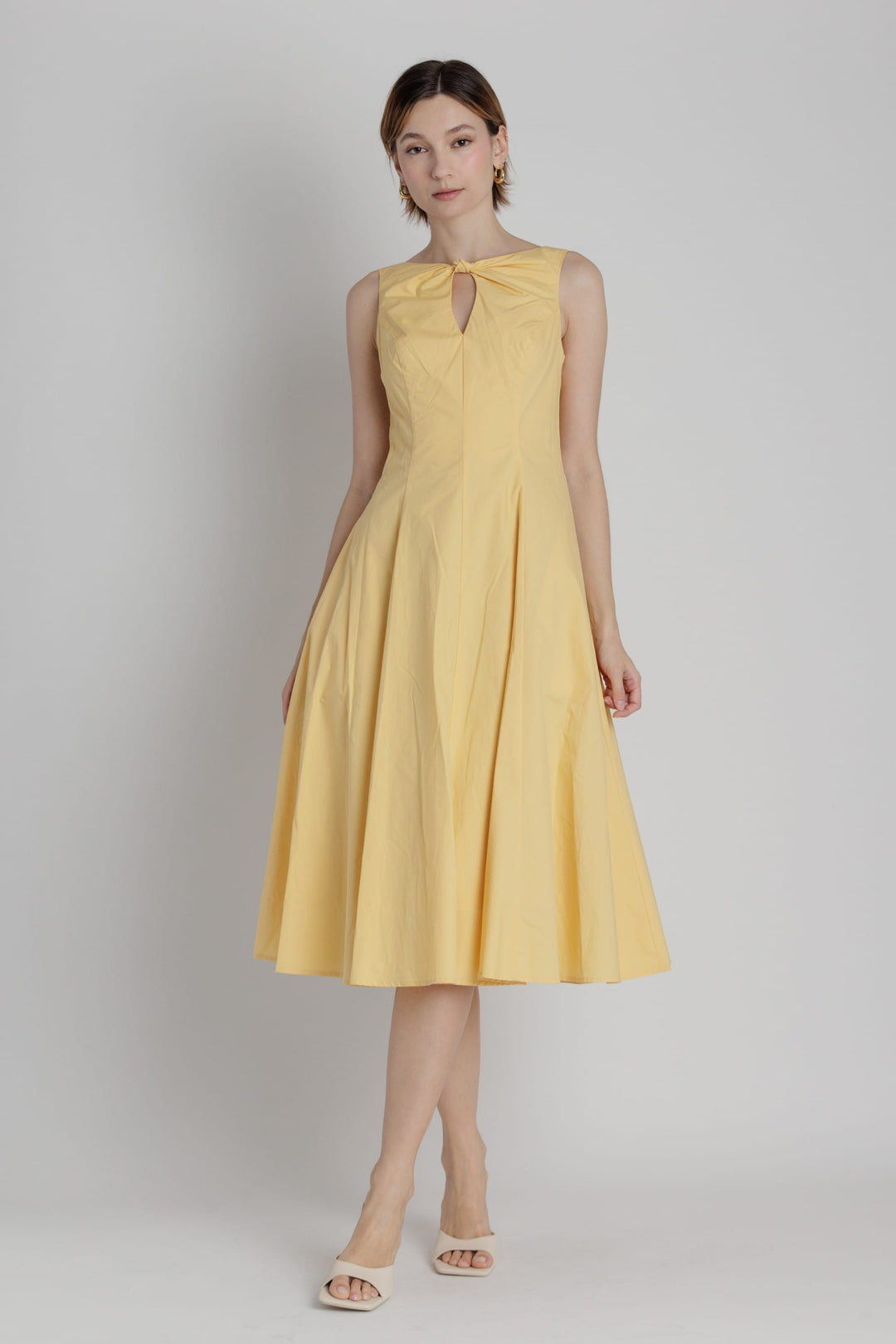 Aureum Dress Yellow / XS Eliana Keyhole Midi Dress