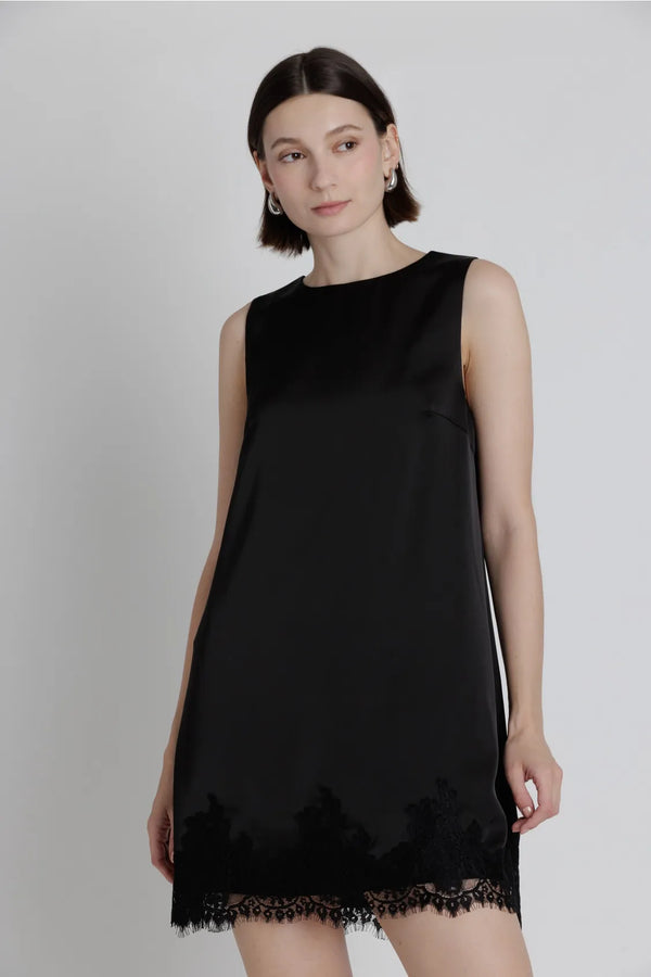 Aureum Mini Dress Black / XS Daisy Lace Trim Mini Dress