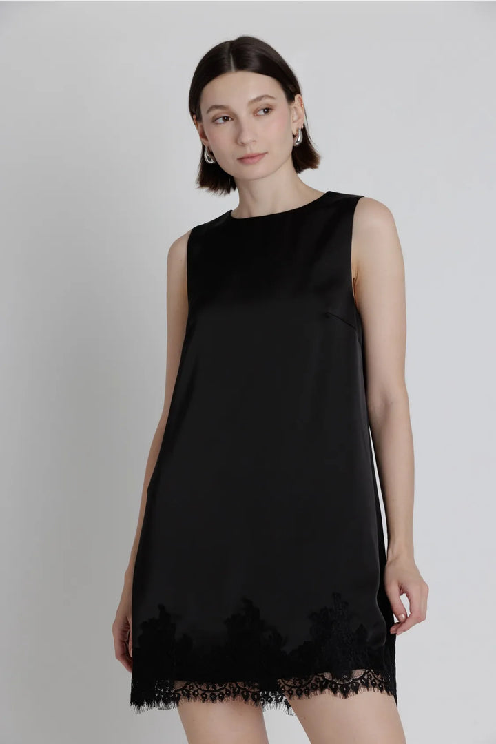Aureum Mini Dress Black / XS Daisy Lace Trim Mini Dress