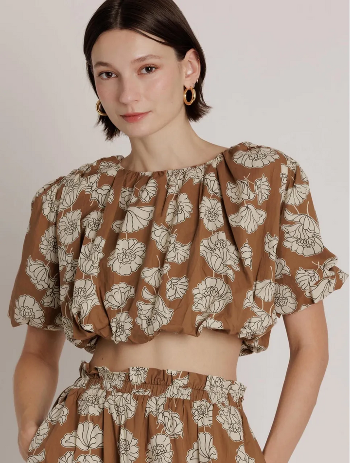 Aureum Top Brown / XS Amara Bubble Crop Top