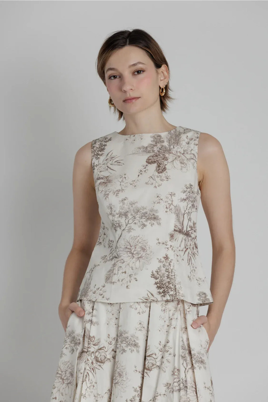Cora Toile Top Brown / XS Cora Toile Top Brown / XS