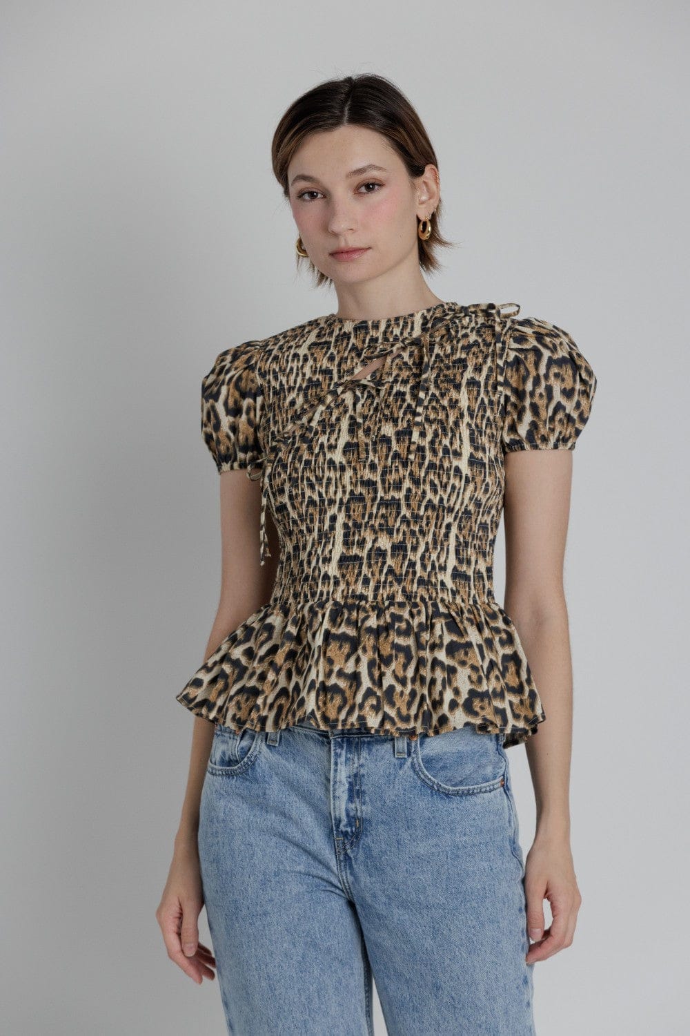 Aureum Top Leopard / XS Deanna Peplum Top