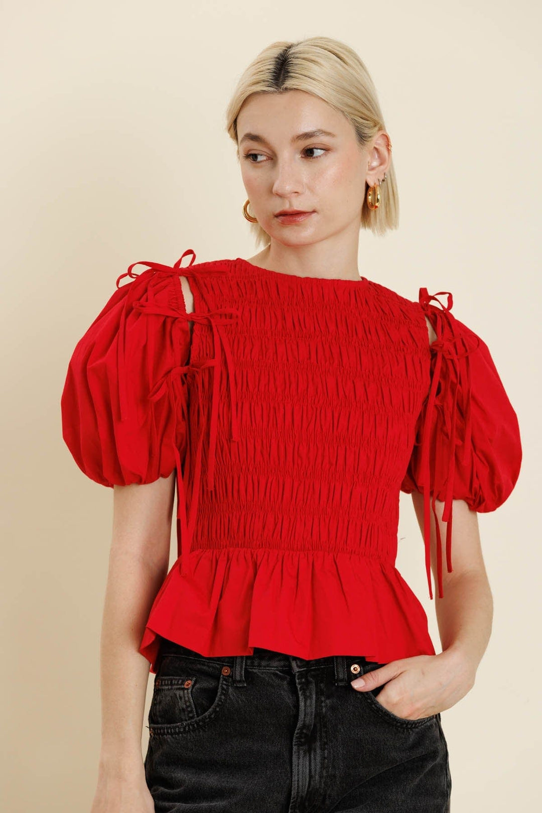Aureum Top Red / XS Lena Detachable Sleeve Top