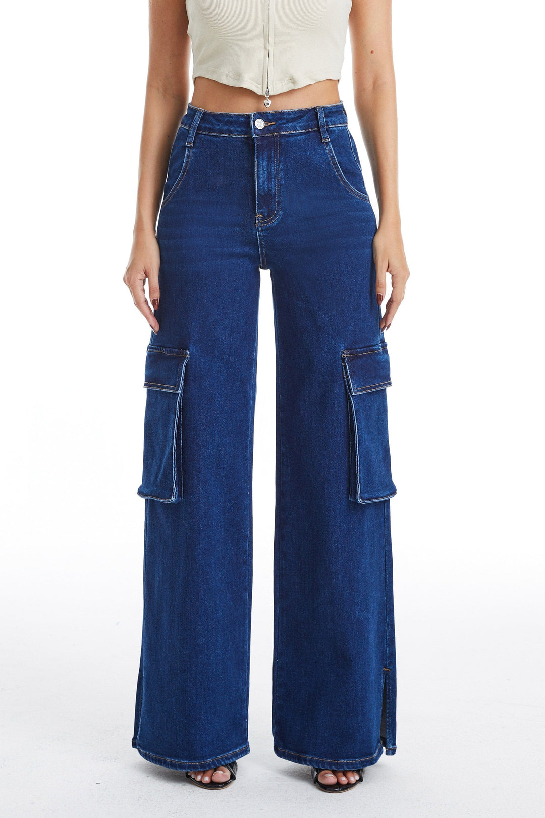 Bayeas Denim Dark Sky / 24 Gemma High Rise Wide Leg Flare Jeans