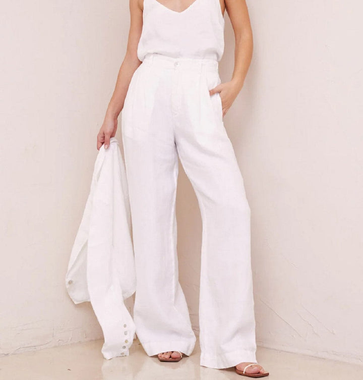 Bella Dahl Pants White / 25 Pleated Wide Leg Trouser