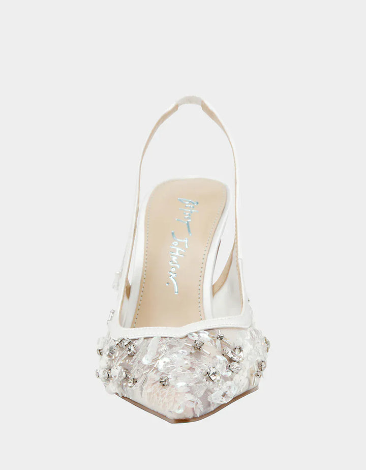Betsey Johnson Eddie Slingback sandal with open toe and stylish strap, featuring a chic and comfortable design.