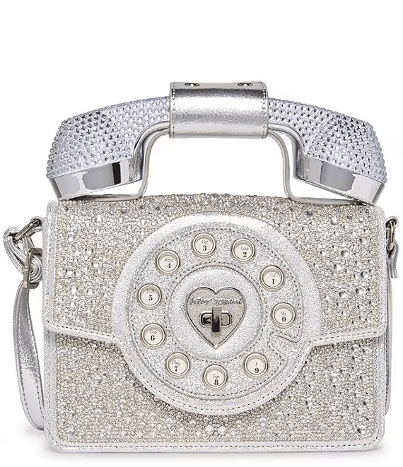 Betsy Johnson Purse Silver Party Line Million Stars Phone Crossbody