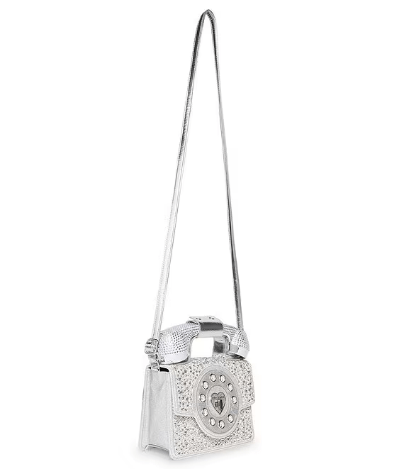 Betsy Johnson Purse Silver Party Line Million Stars Phone Crossbody