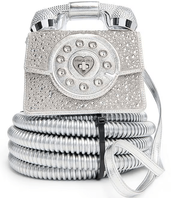 Betsy Johnson Purse Silver Party Line Million Stars Phone Crossbody