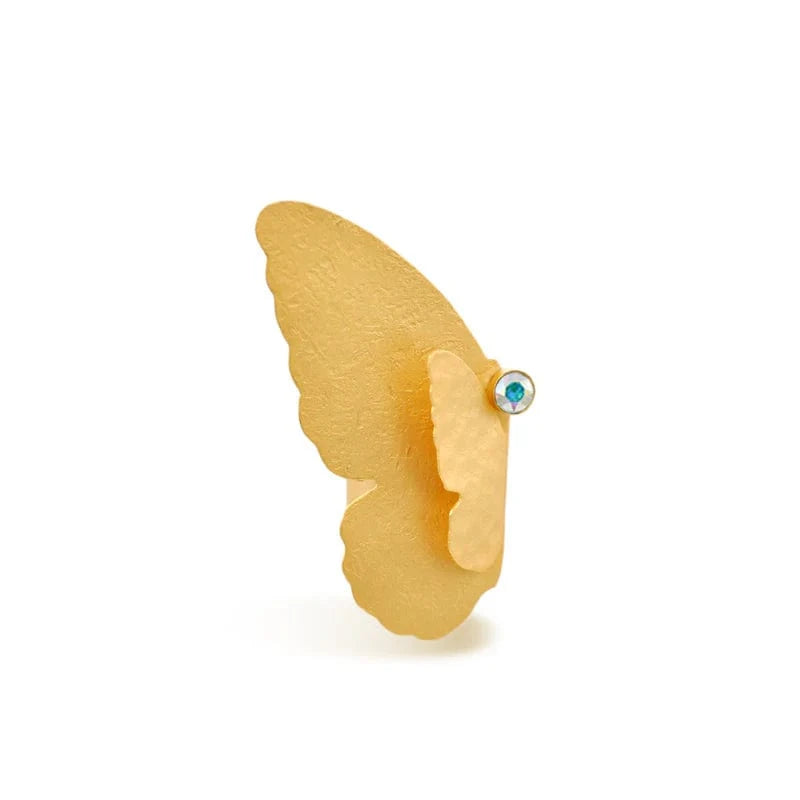 By Aris Ring Gold Aurora Borealis Mariposa Ring