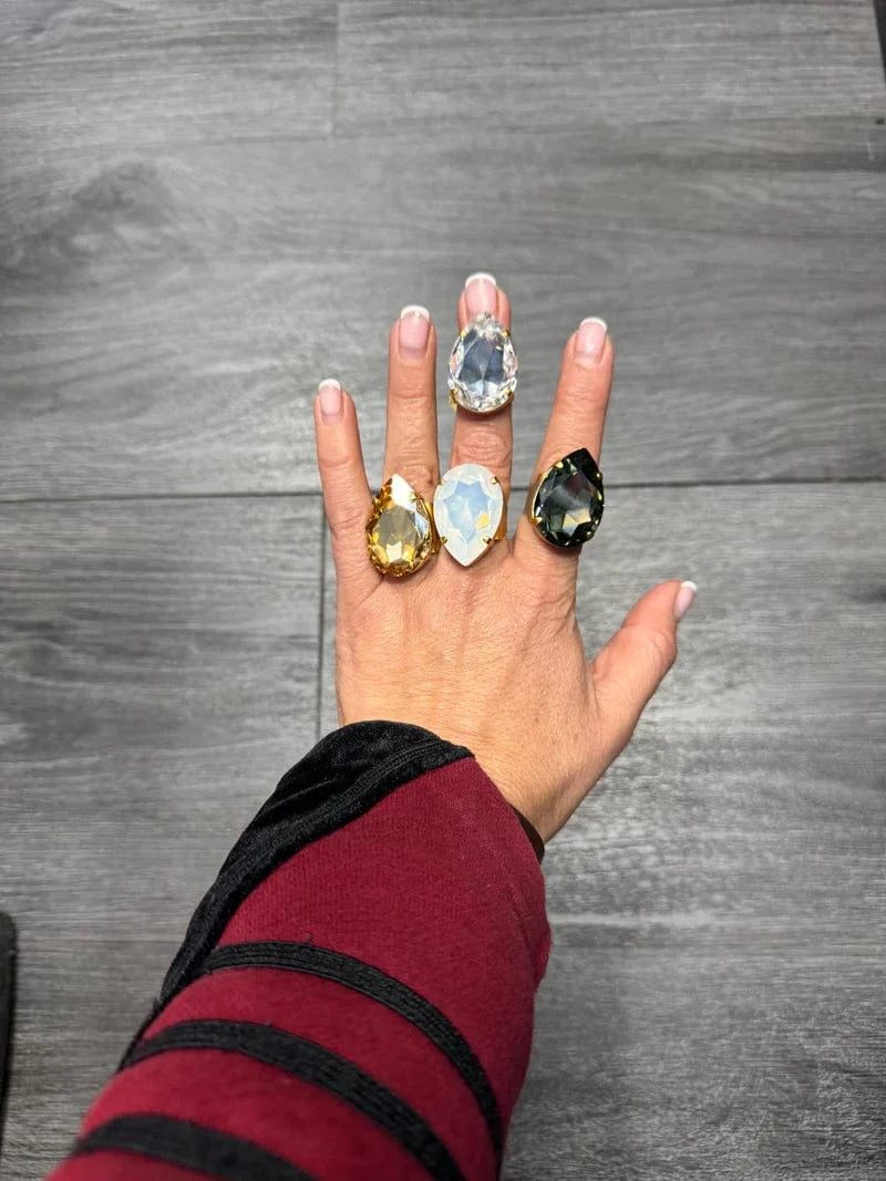 By Aris Ring Teardrop Crystal Ring