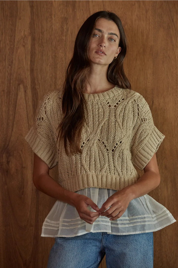 By Together Top Taupe Cream / S Davina Twofer Top