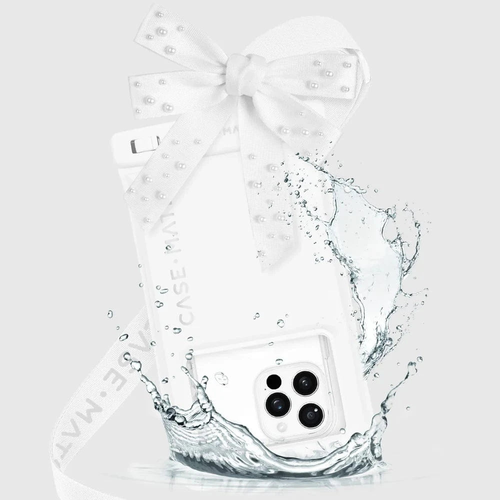 Case Mate Gift Ivory Pearl Bow Waterproof Floating Pouch