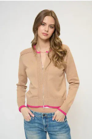 Central Park West NY Cardi Camel / S Parker Zip Up Cardi