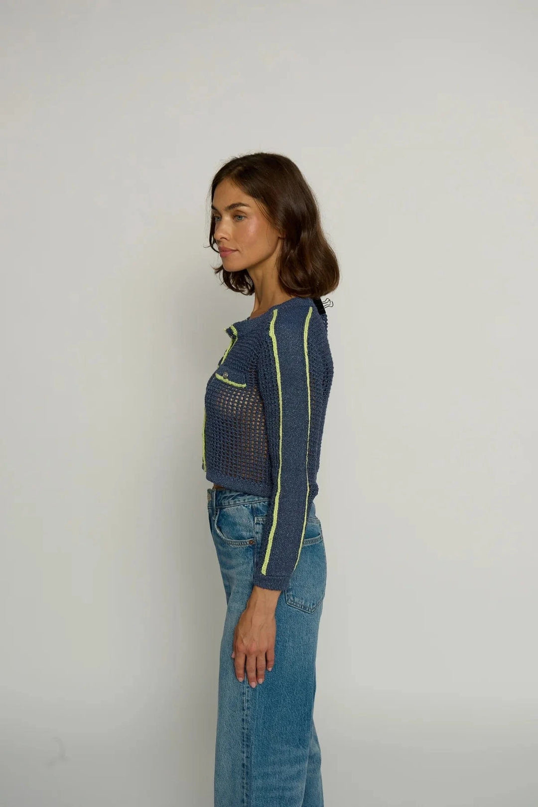 Central Park West NY Cardigan Cecilia Mesh Stitch Cardigan