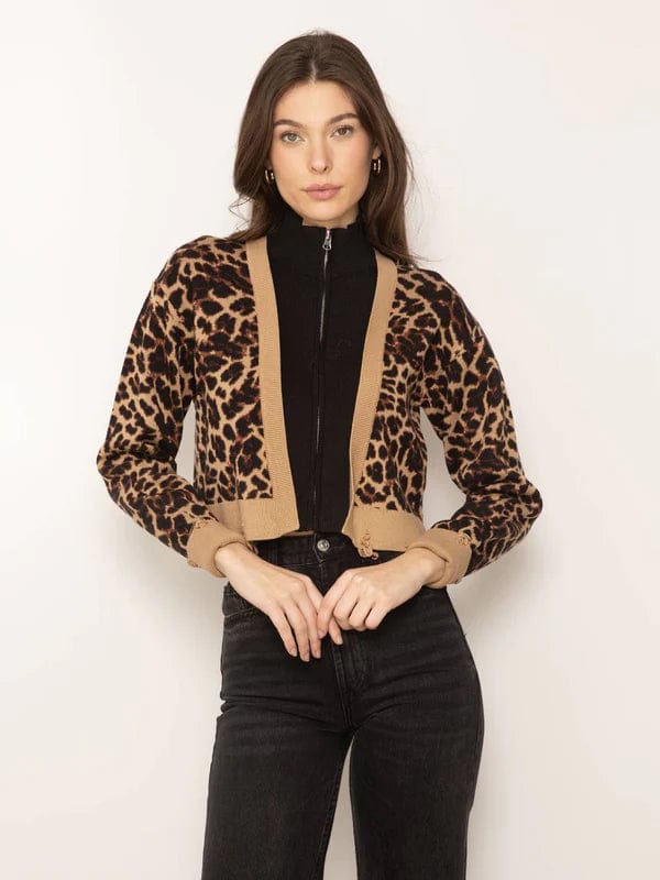 Central Park West NY Cardigan Leopard / S Nova Distressed Cardigan