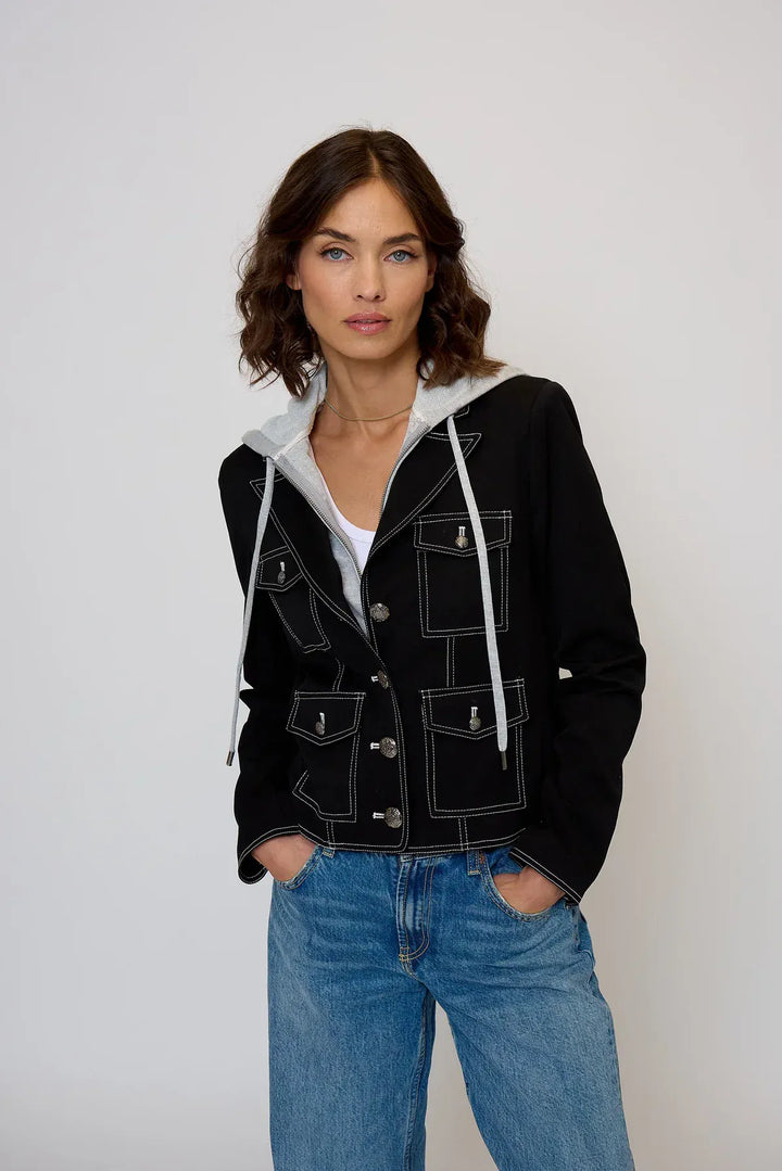 Central Park West NY Jacket Black / XS Maribel Cropped Four Pkt Dickie Jacket