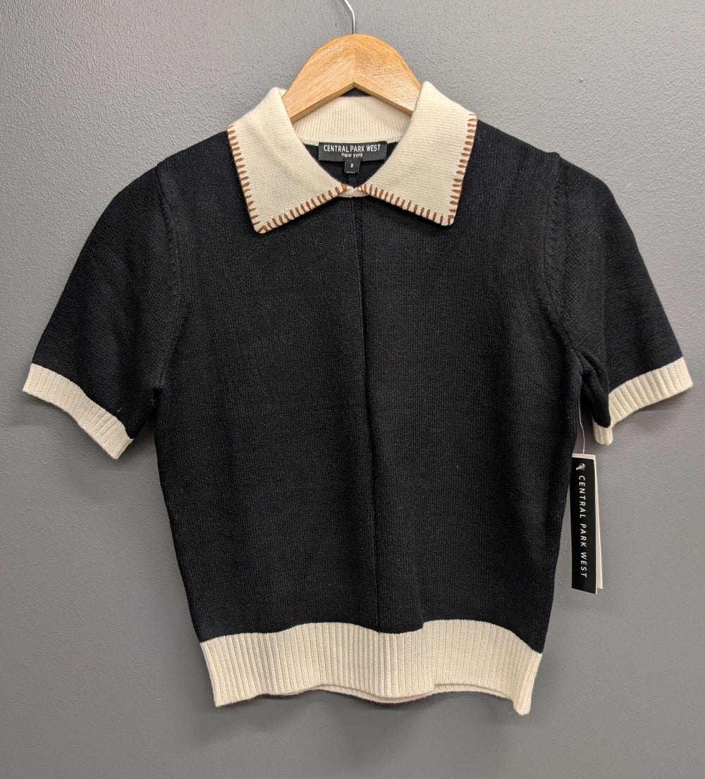 Central Park West NY Sweater Black / S Casey Whipstitch Polo Sweater