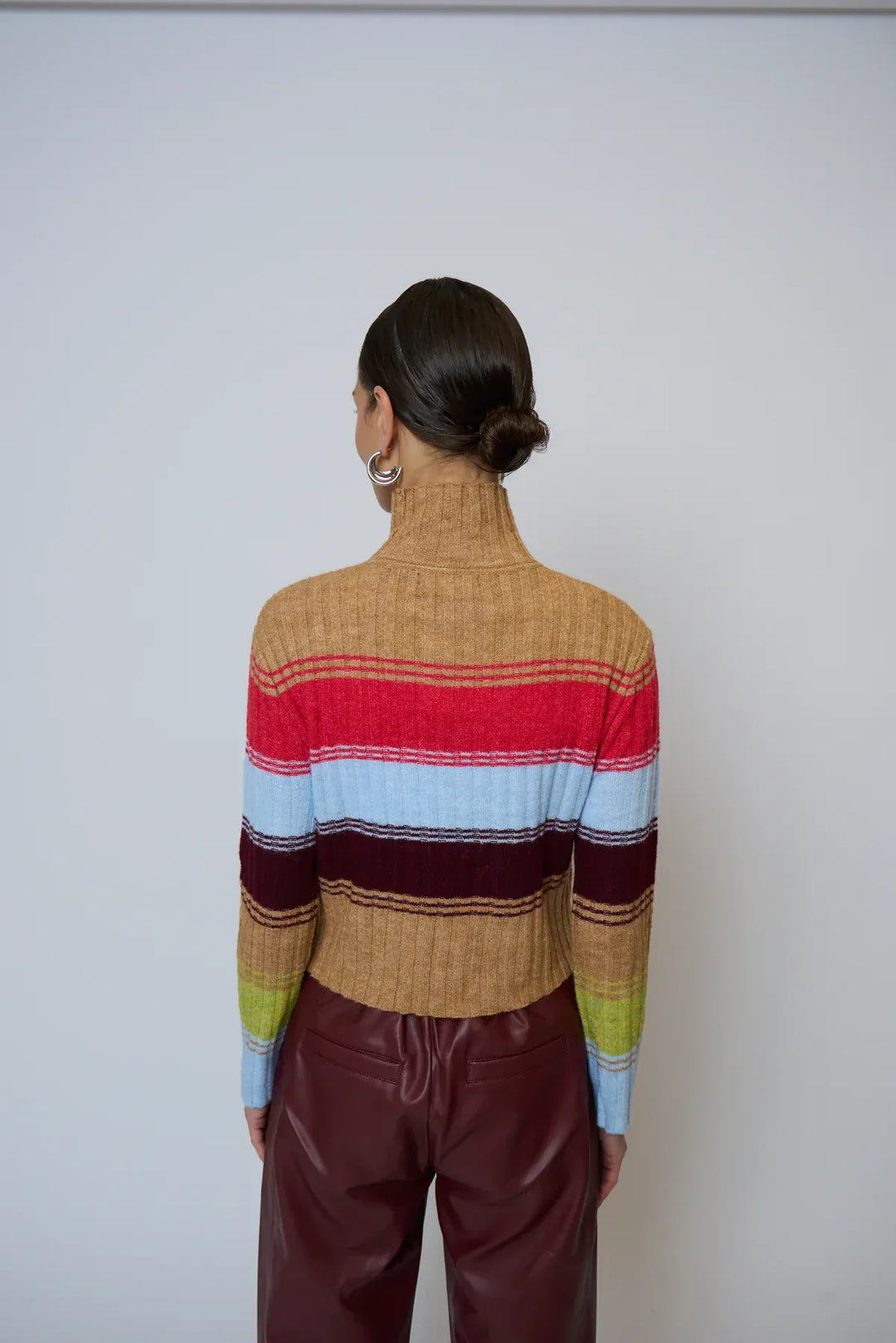 Central Park West NY Sweater Marley Ribbed Gradient Stripe T-Neck