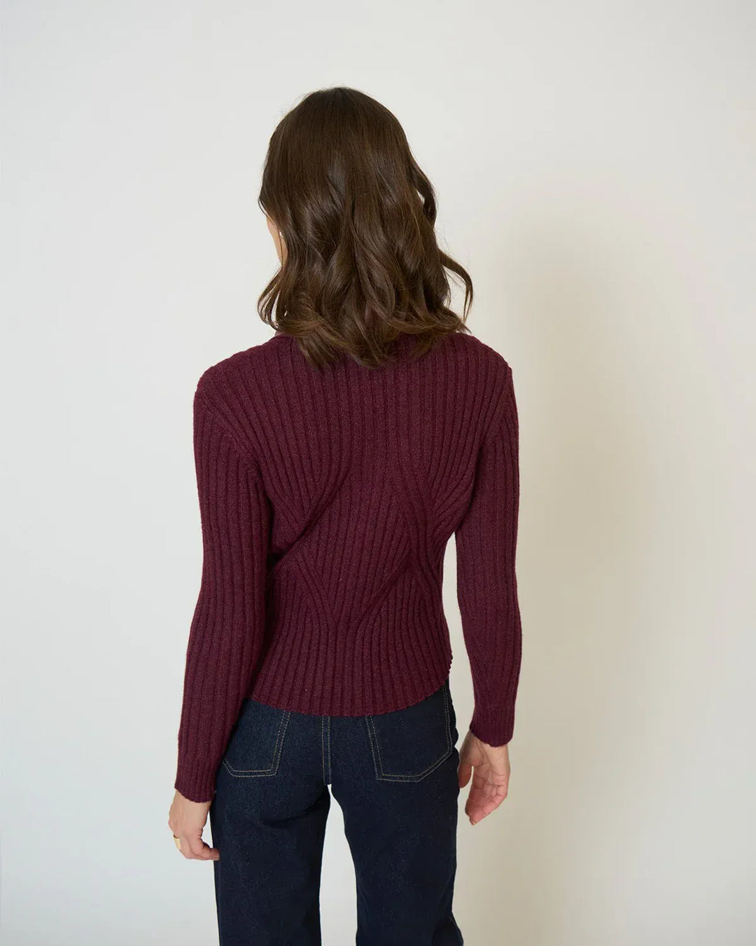 Central Park West NY Sweater Milan Vegan Leather Collar Sweater