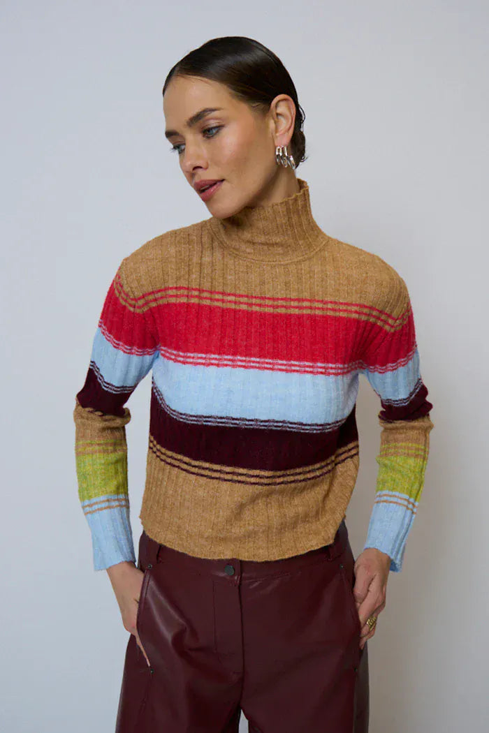 Central Park West NY Sweater Multi / S Marley Ribbed Gradient Stripe T-Neck