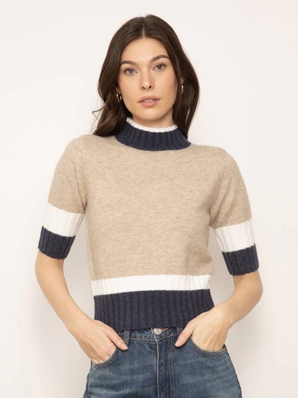 Central Park West NY Sweater Oatmeal Combo / S Millie Quarter Sleeve Turtleneck