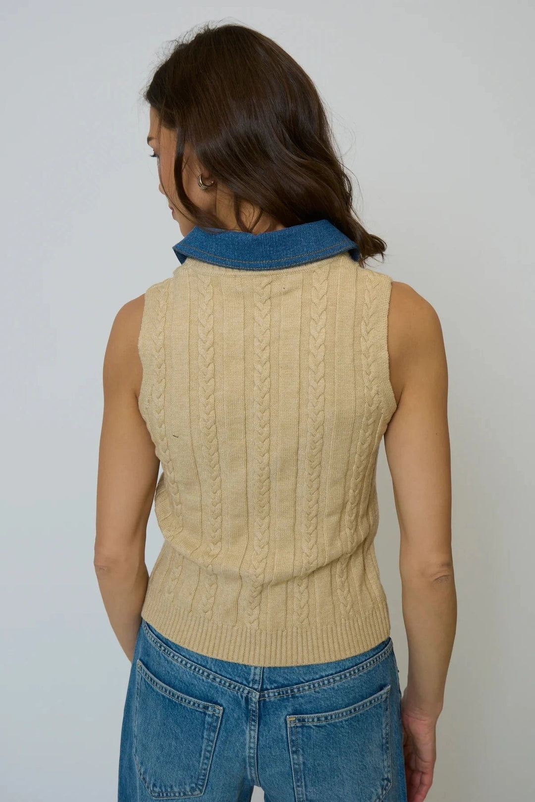 Central Park West NY Top Dash Denim Collared Shell