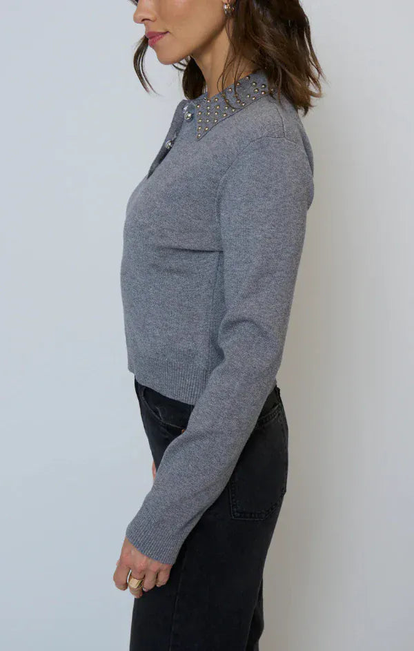 Central Park West NY Top Jay Studded Polo Top