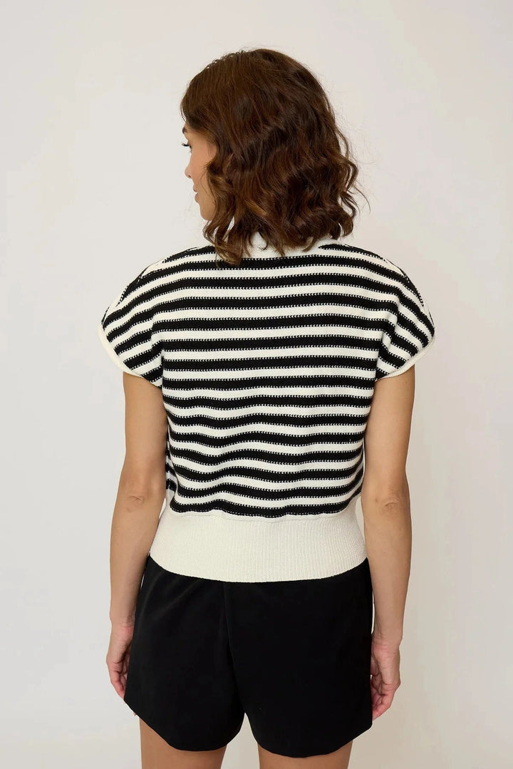 Central Park West NY Top Olive Striped Top