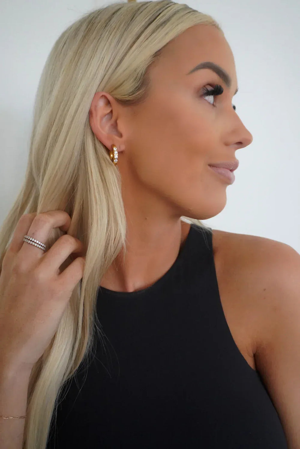 ChanSutt Pearls Earrings Bling Huggies