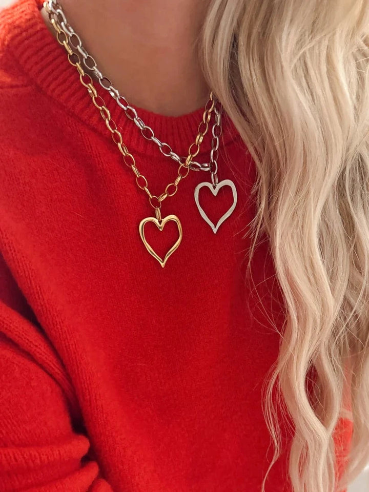 ChanSuttPearls Necklace Large Open Heart Necklace
