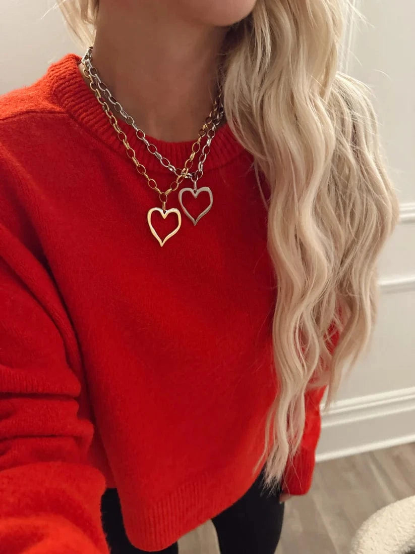 ChanSuttPearls Necklace Large Open Heart Necklace