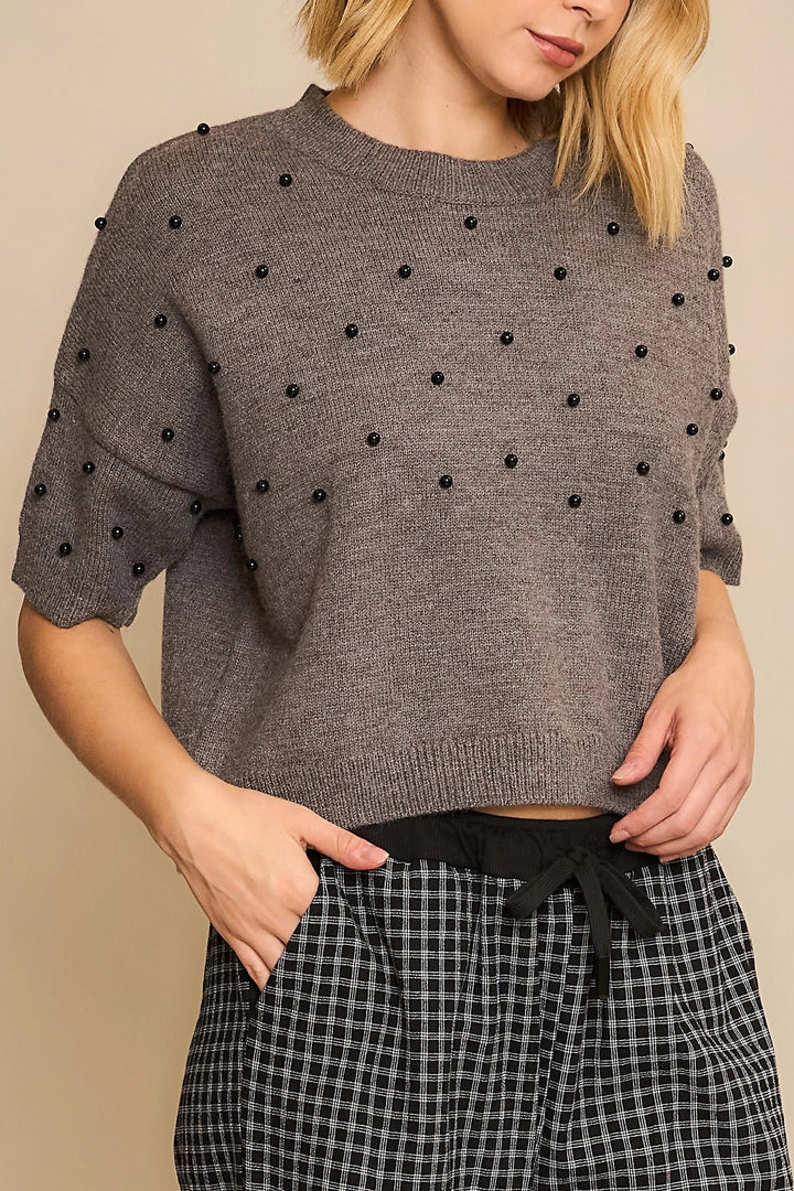 Cozy Co. Top Nora Studded Knit Top