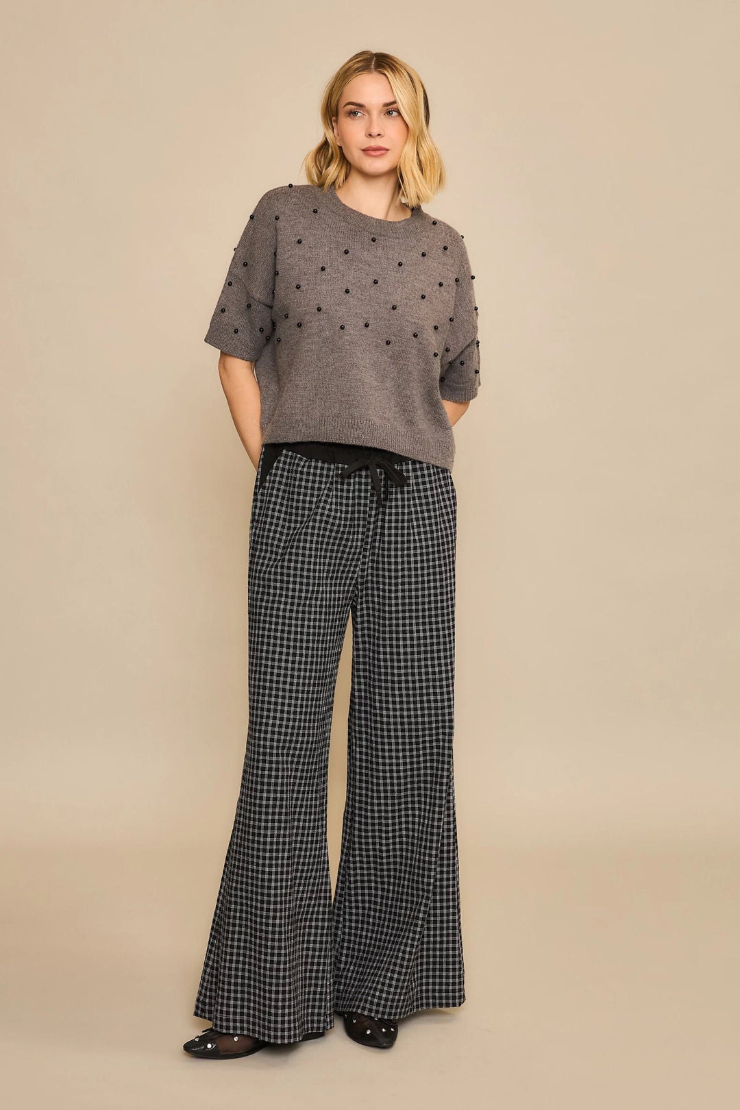 Cozy Co. Top Nora Studded Knit Top